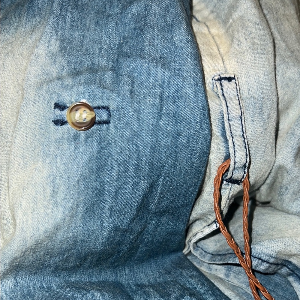 Chocolate-Blue Ombre Denim Dress w/Brown Tassels Belt - Size Large -NWOT - Picture 6 of 11